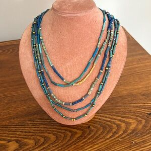 Multicolor Beaded Necklace Marcasite and .835 Silver Clasp